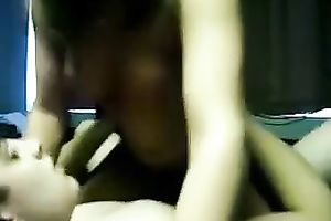 Wonderful tanned babe of my buddy jams her large wobblers during the time that riding him on top