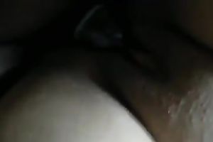 Plump legs of my white whore are widen and her cum-hole welcomes my penis