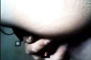 Busty and corpulent Indian black cock slut on web camera shows her muff truly closeup