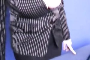 Busty dilettante dark brown office slutty wife has hot cleavage