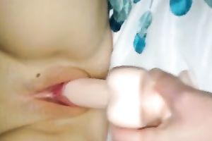 My ally helps his nasty skinny Married slut to polish her own love tunnel with toy