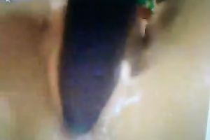 Playful girlfriend drills her creamy bawdy cleft with vibrator and cums