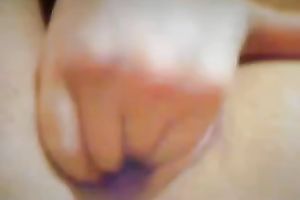 Playful girlfriend drills her creamy bawdy cleft with vibrator and cums