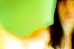 Wife lifts her leg and pokes her muff with her finger