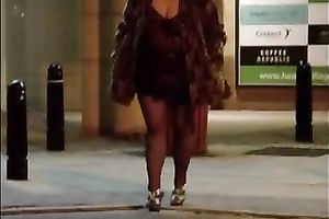 big beautiful woman mature horny white wife feels sassy in her stockings and high heels outdoors