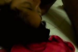 Cute black skin wifey plays and blows my pecker in couch