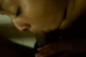 Cute black skin wifey plays and blows my pecker in couch