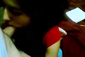 Kinky non-professional dark brown receives busy with engulfing my buddy's dong