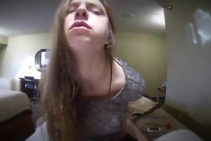 Cute legal age teenager working her face hole lips on a hard wang in arousing amateur movie