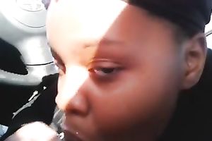 Sweet swarthy sweetheart sucks my hard 10-Pounder in my car after riding