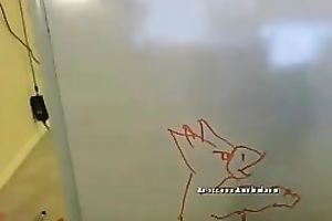 Nerdy titless skinny web camera housewife puts marker in her pussy and draws smth