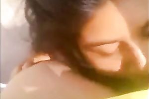 Amateur Indian hawt beauty with naturally large milk cans sucked shlong outdoors