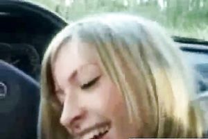 Lovely and sexy naughty college horny white wife gives head in the car