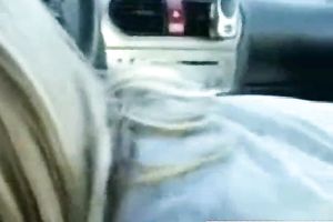 Lovely and sexy naughty college horny white wife gives head in the car