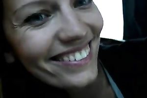 Dark haired blue eyed gorgeous BBC slut gave me a actually fantastic deepthroat in car