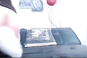 Wonderful lengthy haired dark brown lusty wench in dark nylons masturbated slit