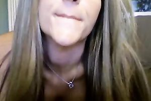 Sexy cam golden-haired honey plays around and flashes her boobies