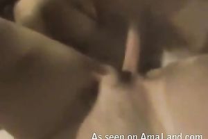 Hot like fire non-professional dark haired girlie prefers to have evening sex