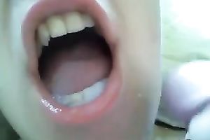 My golden-haired paramour shows her blow job skills to me in homemade video