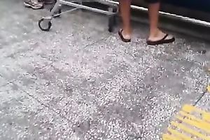 Sexy hottie in dangerously short petticoat caught my attention