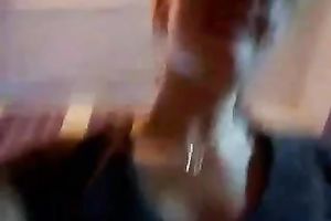 Cute girlie rubbing her wet crack with smooth dildo in gripping porn clip