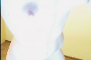 Titless cute and all natural pale babe flashed and stretched her love tunnel