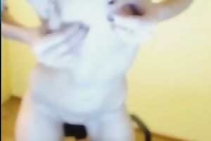 Titless cute and all natural pale babe flashed and stretched her love tunnel