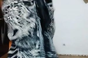 Seductive hotwife with svelte body shape is dancing seductively on camera