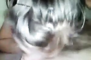 Pretty dilettante playgirl engulfing my penis balls unfathomable in POV video