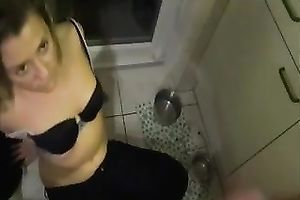 Blond haired sexy lady of my buddy gives him an handsome oral-stimulation