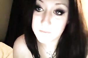 Naughty British wench smokin' cigarette whilst chatting on livecam