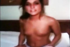 Beautiful bronze skin legal age teenager GF masturbates in the bedroom