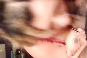 Mature golden-haired woman giving a very fine oral on POV web camera