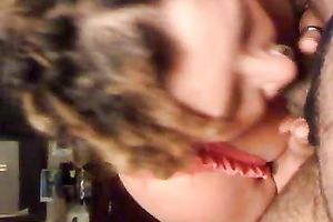 Mature golden-haired woman giving a very fine oral on POV web camera