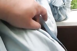 Feeling her big saggy breasts with my hands on non-professional sex clip