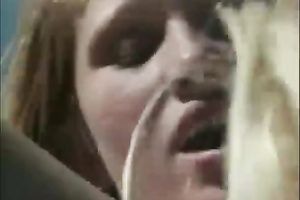 Two curvy golden-haired lesbo smack every other's vaginas in the wild