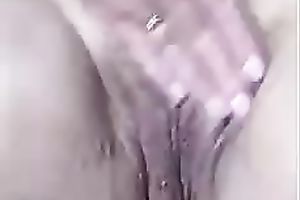 Mature neighbor stretches her twat lips with fingers