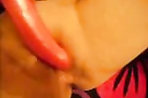 Slutty girlfriend receives her wet cookie reamed with her recent plastic didlo