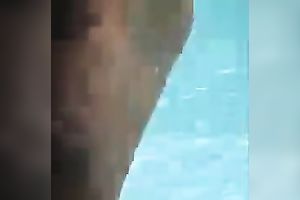 Beautiful neighbor black cock slut at the backyard spied on by me