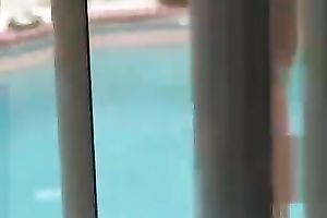 Beautiful neighbor black cock slut at the backyard spied on by me