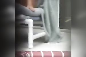 Beautiful neighbor black cock slut at the backyard spied on by me