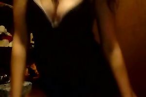 My cute legal age teenager teases me with her precious solo dance on my cam