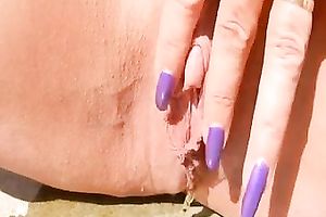 Closeup view of friend's wife's pussy who teased it with her fingers