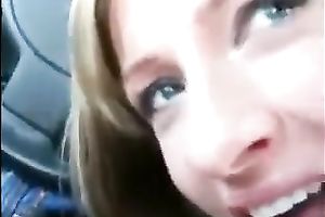 Cute blond housewife engulfing my 10-Pounder balls deep in a car