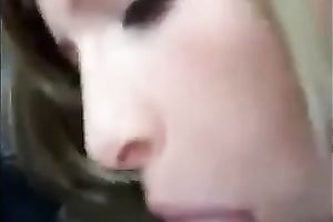 Cute blond housewife engulfing my 10-Pounder balls deep in a car