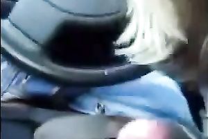 Cute blond housewife engulfing my 10-Pounder balls deep in a car