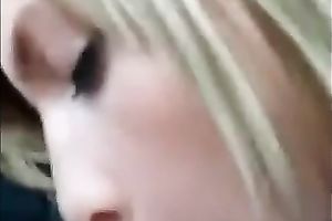 Cute blond housewife engulfing my 10-Pounder balls deep in a car
