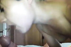 Dark haired black cock sluts with natural marangos enjoys giving outstanding BJ