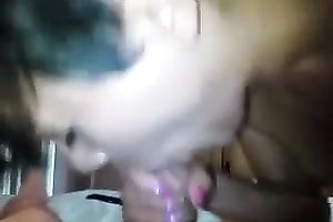 Dark haired black cock sluts with natural marangos enjoys giving outstanding BJ