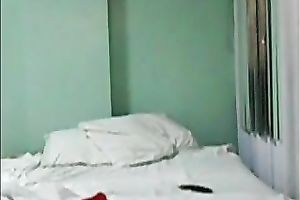 Skinny Asian dark brown was jerking off her man's wang just a bit